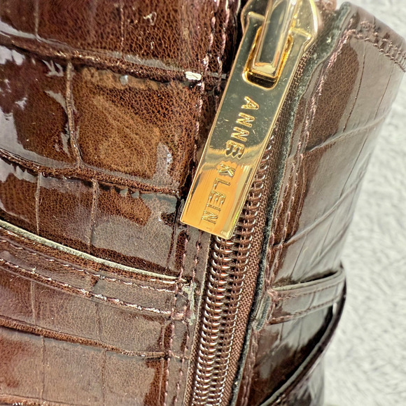 Anne Klein Makanda Ankle Boots Brown Croc Women's Size 8.5 Strappy Booties iFlex - Picture 10 of 11